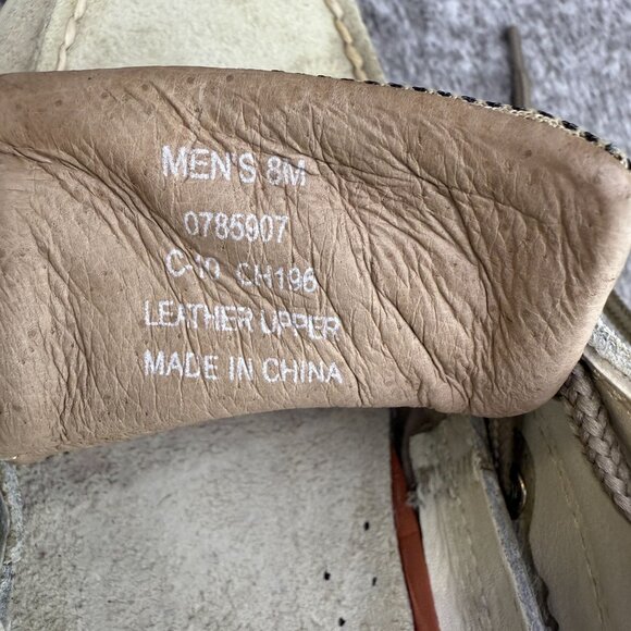 ✅ Mens 8M Sperry Top-Sider Billfish 3-Eye Boat Shoes Beige Leather Non-slip Sole - Picture 3 of 12